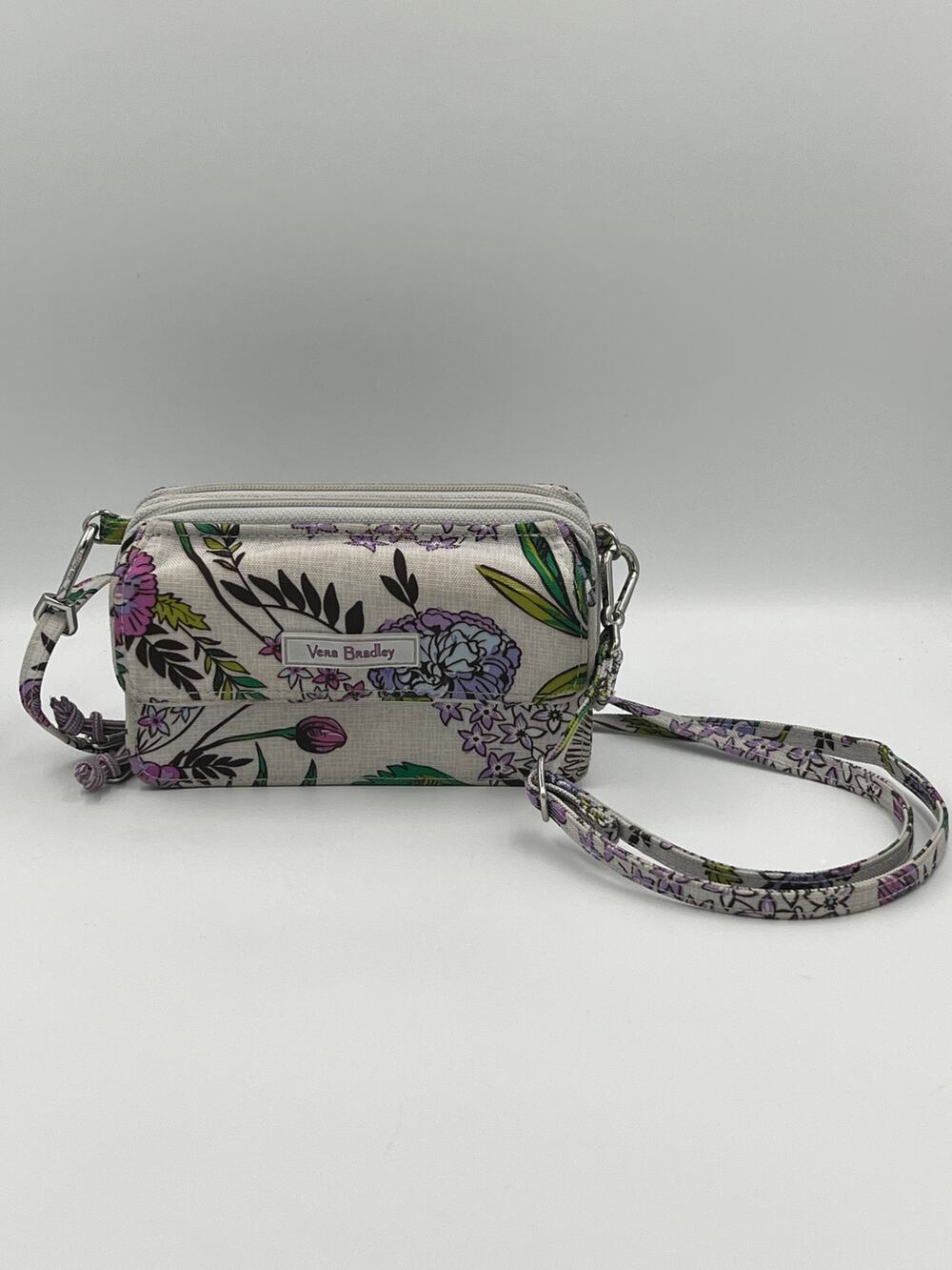 Vera Bradley Floral RFID All in One Crossbody Lavender Meadow Purple